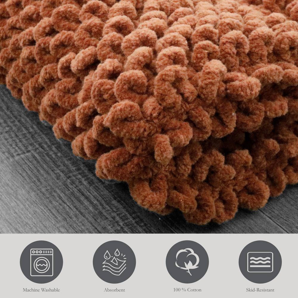 Burnt Orange Cotton Chenille Non-Slip Bath Mat 27" x 45"