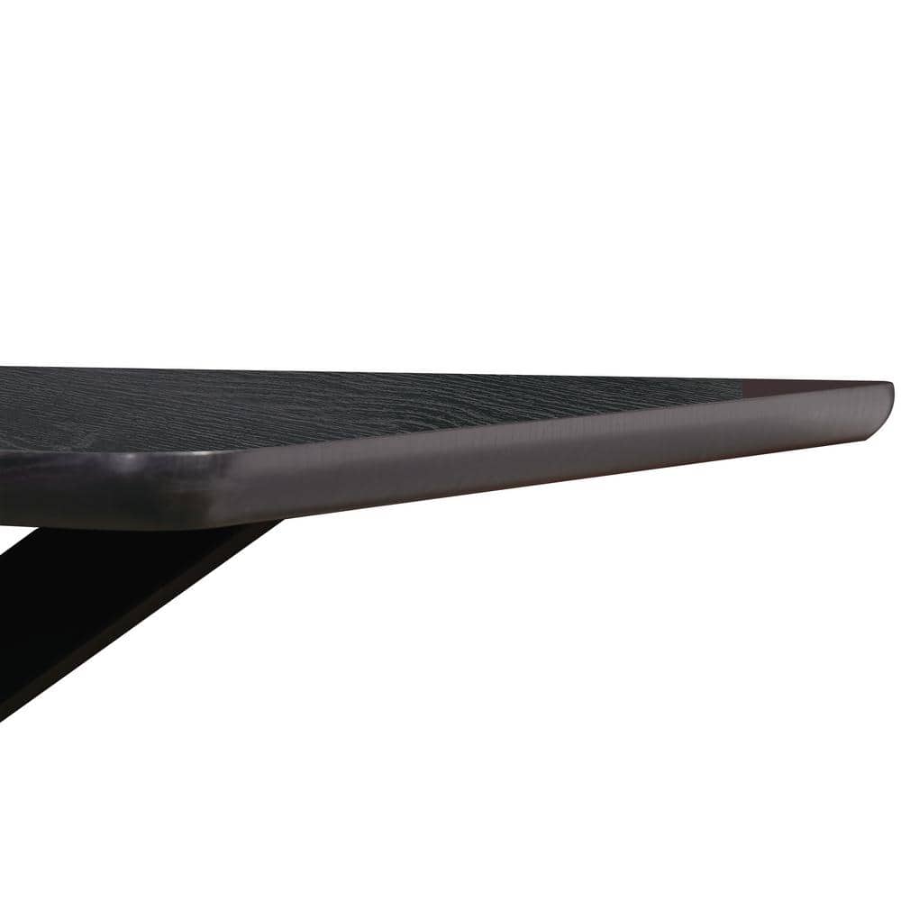 Ravenna Ebony 63" Rectangular Wood Dining Table with Geometric Metal Base