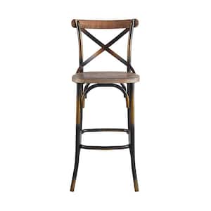 Zaire Antique Copper & Antique Oak Metal Tube Wood Bar Chair