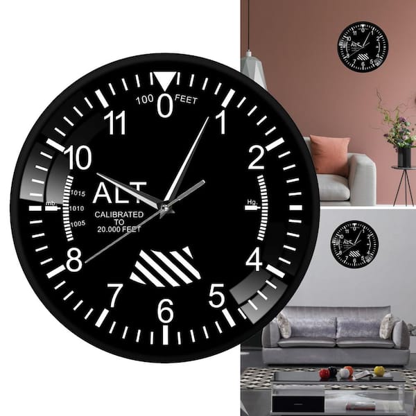 Classic Altimeter Round Clock Modern Altimeter Instrument Style Metal Wall Clock 