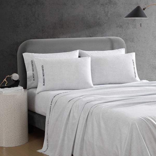 KENNETH COLE NEW YORK Almost Motivated 6-Piece Light Grey Microfiber Queen Sheet Set