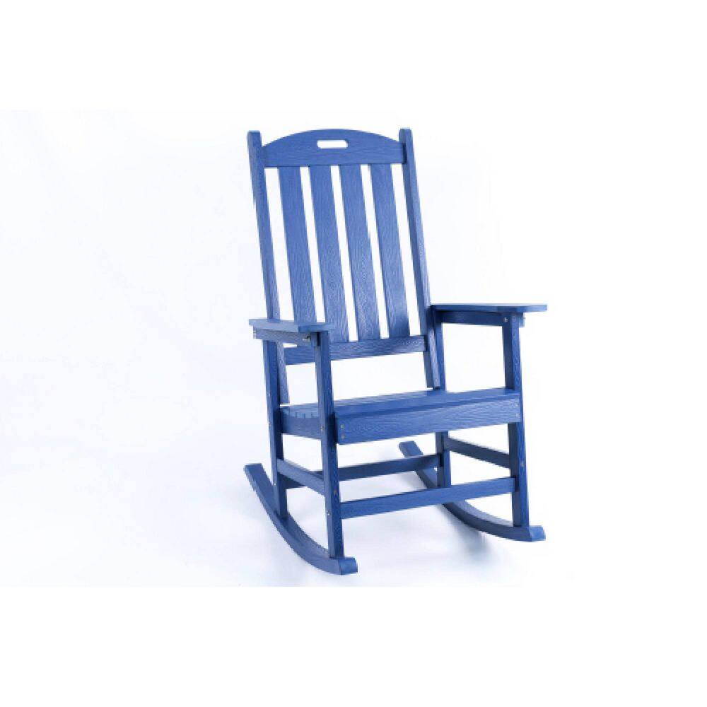Blue Solid Wood Frame Material Outdoor Rocking Chair All-Season, Spacious Design for Patio, Garden and Balcony price history on PriceWatchPro