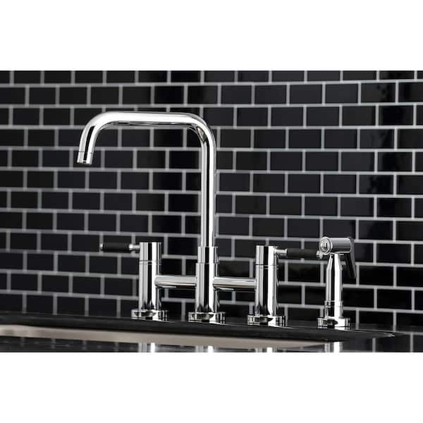 Concord 2-Handle Bridge Kitchen Faucet with Side Sprayer in Polished Chrome