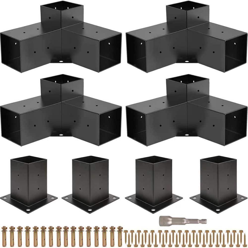 3-Way Right Angle Corner Bracket Kit for Pergolas and Gazebos, Stable Weatherproof Steel for 4x4 Wood Beams price history on PriceWatchPro