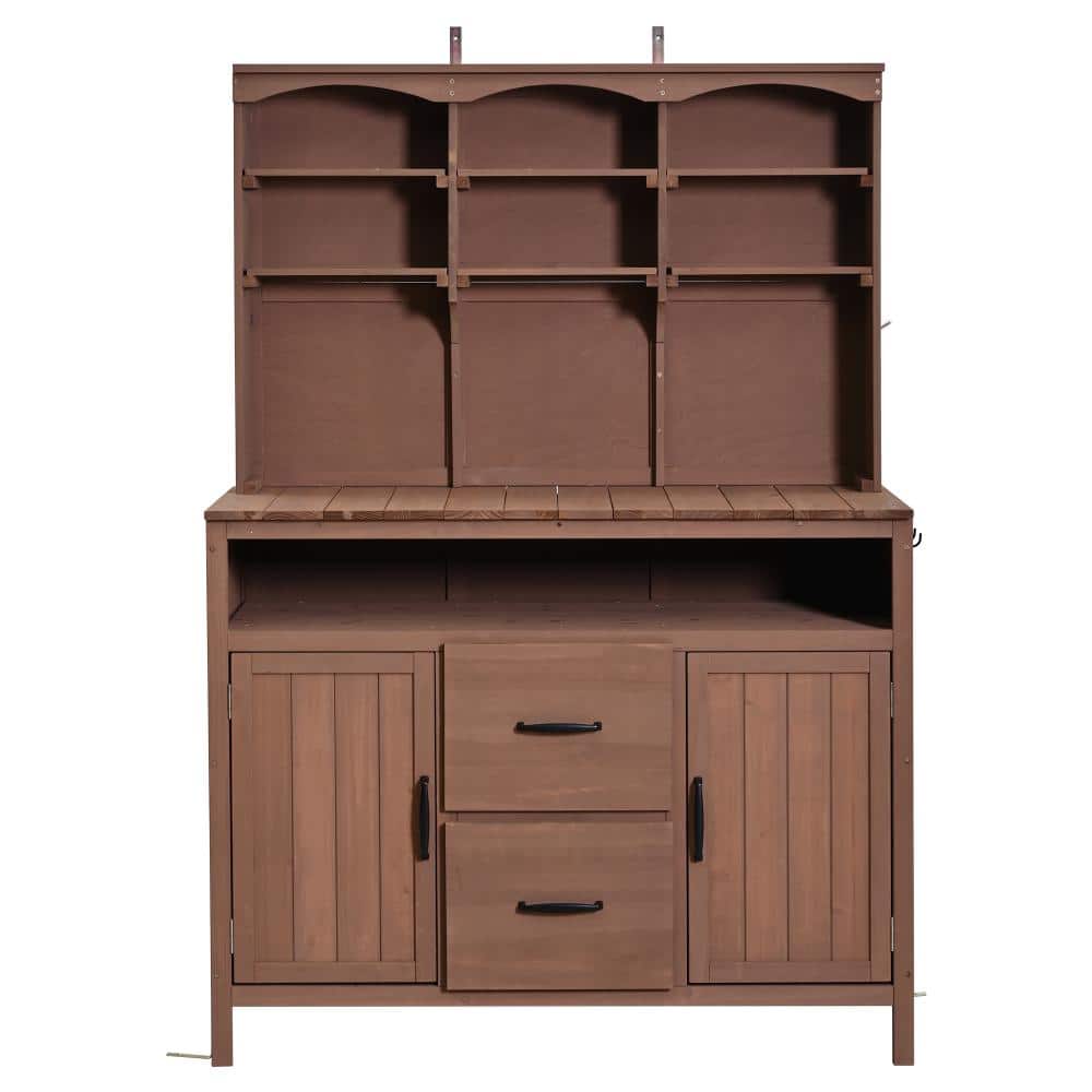 45.3 in.W x 20.5 in.D Brown Wooden Potting Bench with Drawers, Bottom Cabinet price history on PriceWatchPro