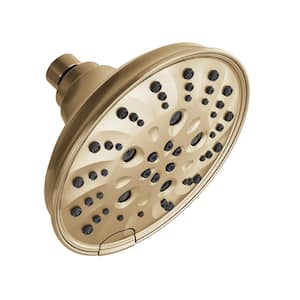 Pivotal 5-Spray Patterns 1.75 GPM 6 in. Wall Mount Fixed Shower Head with H2Okinetic in Lumicoat Champagne Bronze
