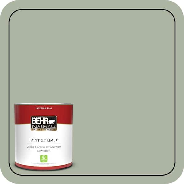 BEHR PREMIUM PLUS 1 qt. #430E-3 Laurel Mist Flat Low Odor Interior Paint & Primer