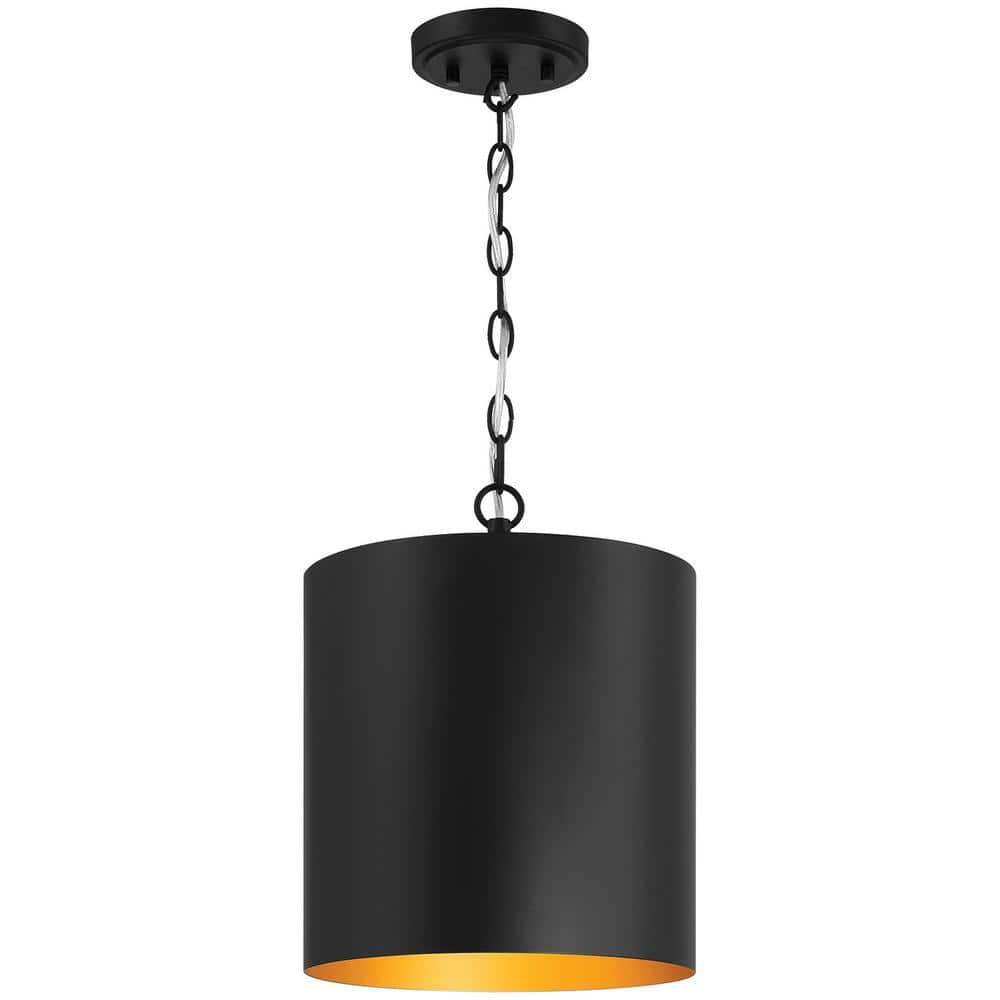 Knox 60-Watt 1-Light Matte Black Shaded Pendant Light