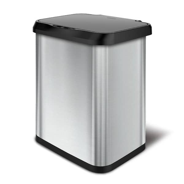 Glad 13 Gal. Stainless Steel with Clorox Odor Protection Touchless to Motion Sensor Trash Can