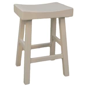 Colborn 25 in. Antique White Thick Saddle Seat Stool