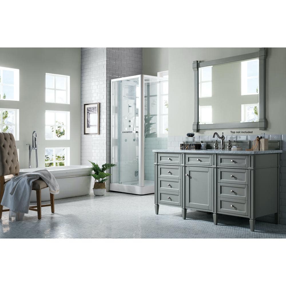 Urban Gray 60" Solid Wood Single Vanity Base with Backsplash