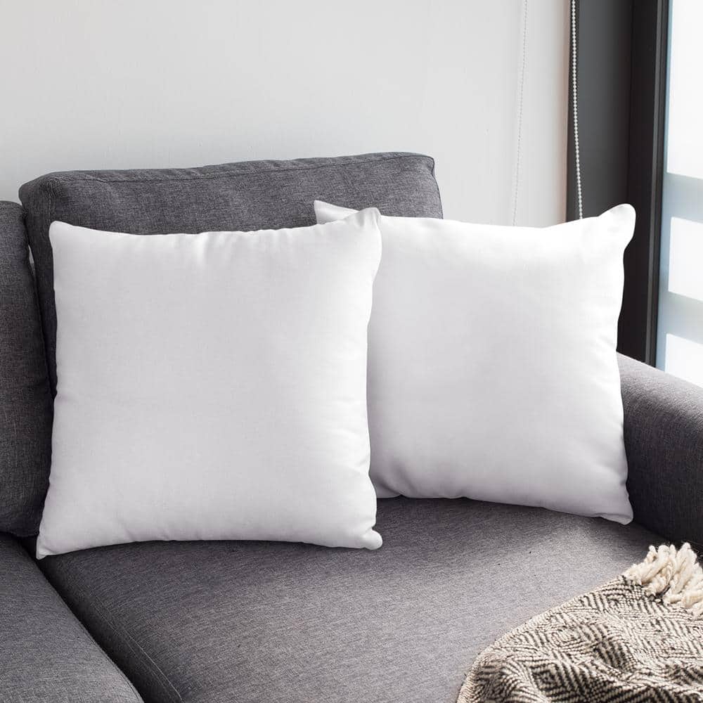 White Hypoallergenic Down Alternative 22" x 22" Throw Pillow Inserts, Set of 2