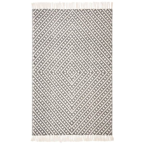 SAFAVIEH Natura Ivory/Black 6 ft. x 9 ft. Diamond Stripes Area Rug ...