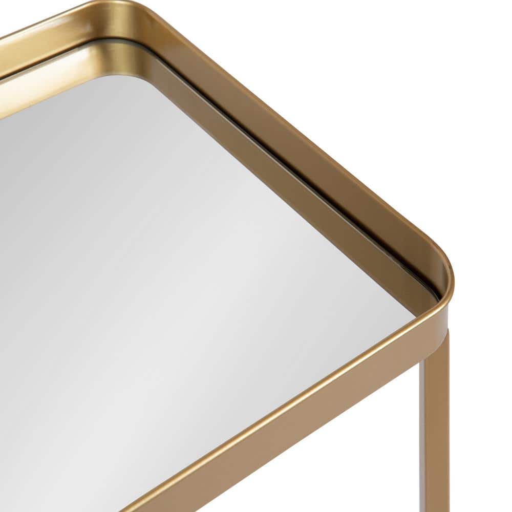 Celia Gold Metal and Mirrored Foldable Accent Table