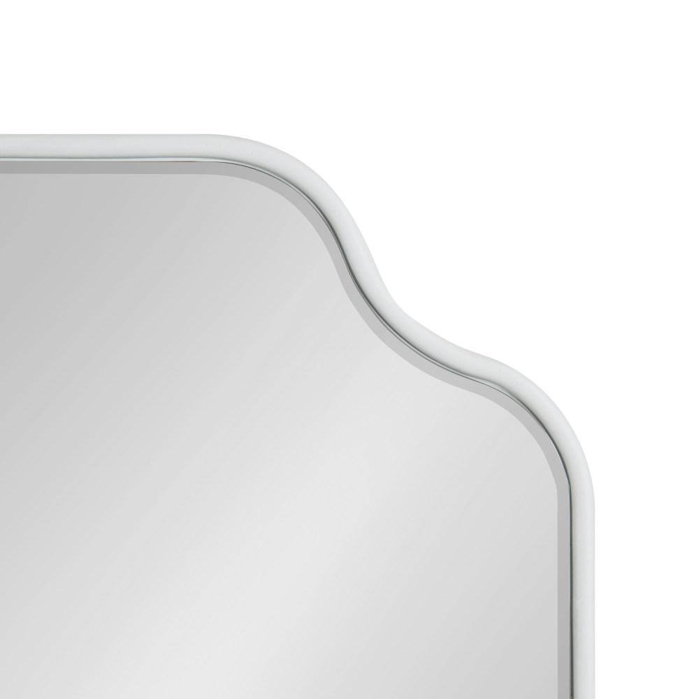 White Scalloped Rectangular Wood Vanity Wall Mirror, 24x36