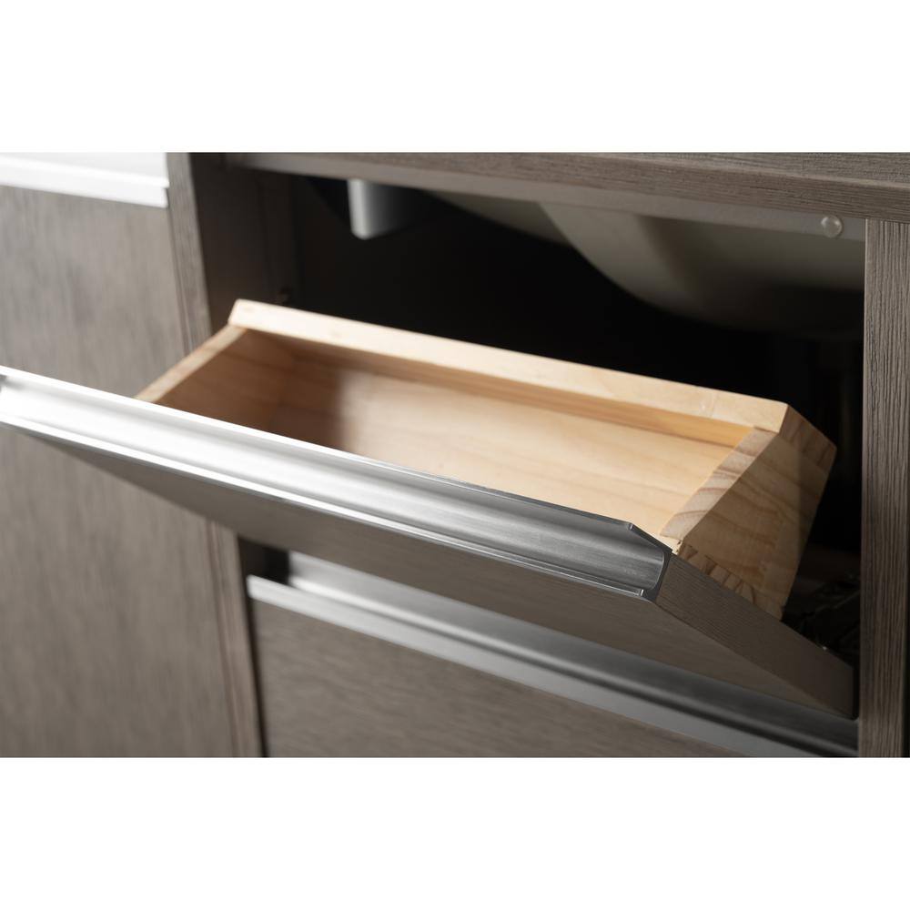 Driftwood Gray Double Sink Bathroom Vanity with Marble Top