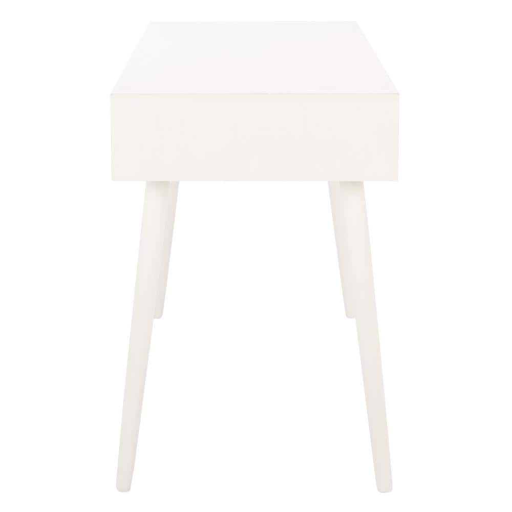 Distressed White Mid-Century Writing Desk with Drawer
