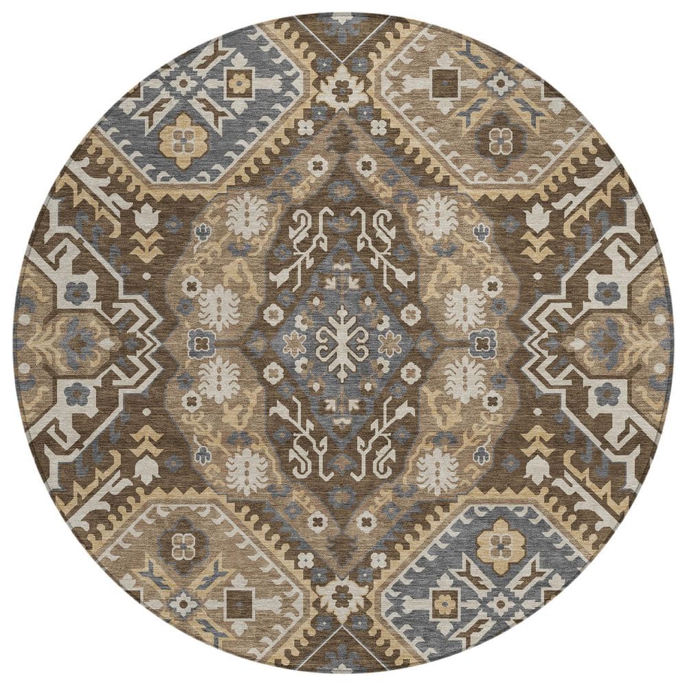 Candy Round Rug Addison Rugs Chantille Machine Washable Indoor/Outdoor Abstract ACN3103 ...
