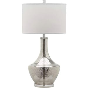 Mercury 33 in. Silver Glass Urn Table Lamp with White Shade
