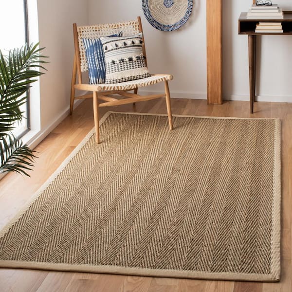 Natural Fiber Beige/Ivory Doormat 2 ft. x 3 ft. Border Area Rug