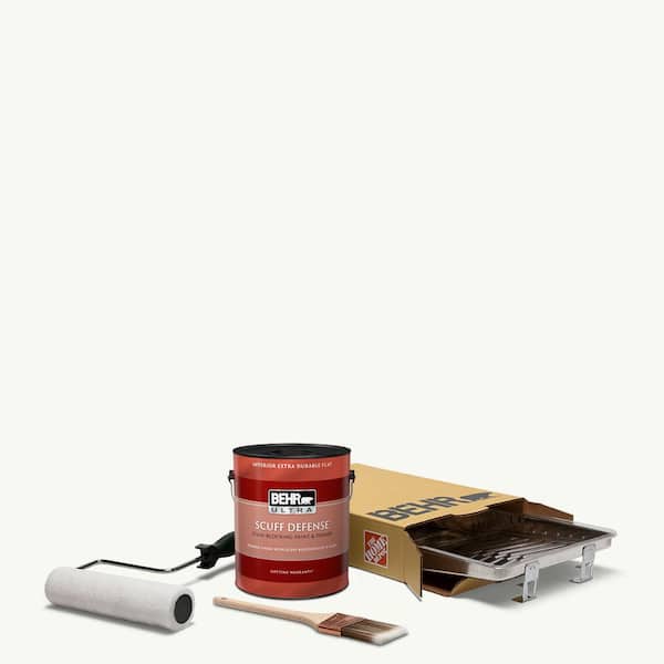 BEHR 1 gal. #PPU18-06 Ultra Pure White Ultra Extra Durable Flat Interior Paint and 5-Piece Wooster Set All-in-One Project Kit