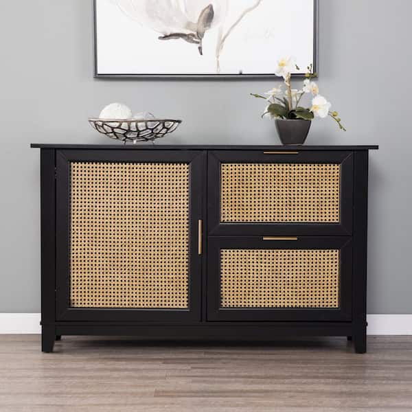 HomeRoots Charlie Black Wood 50.25 in. Sideboard with Drawers