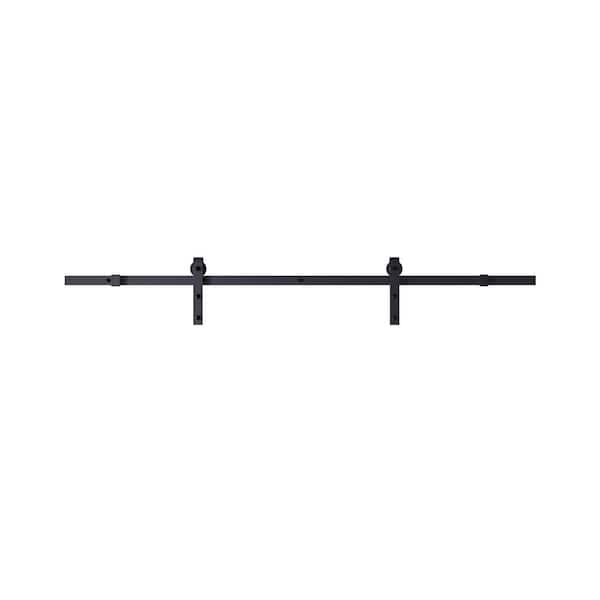 78 in. Black Steel Rail System Hardware Kit for Barn Door