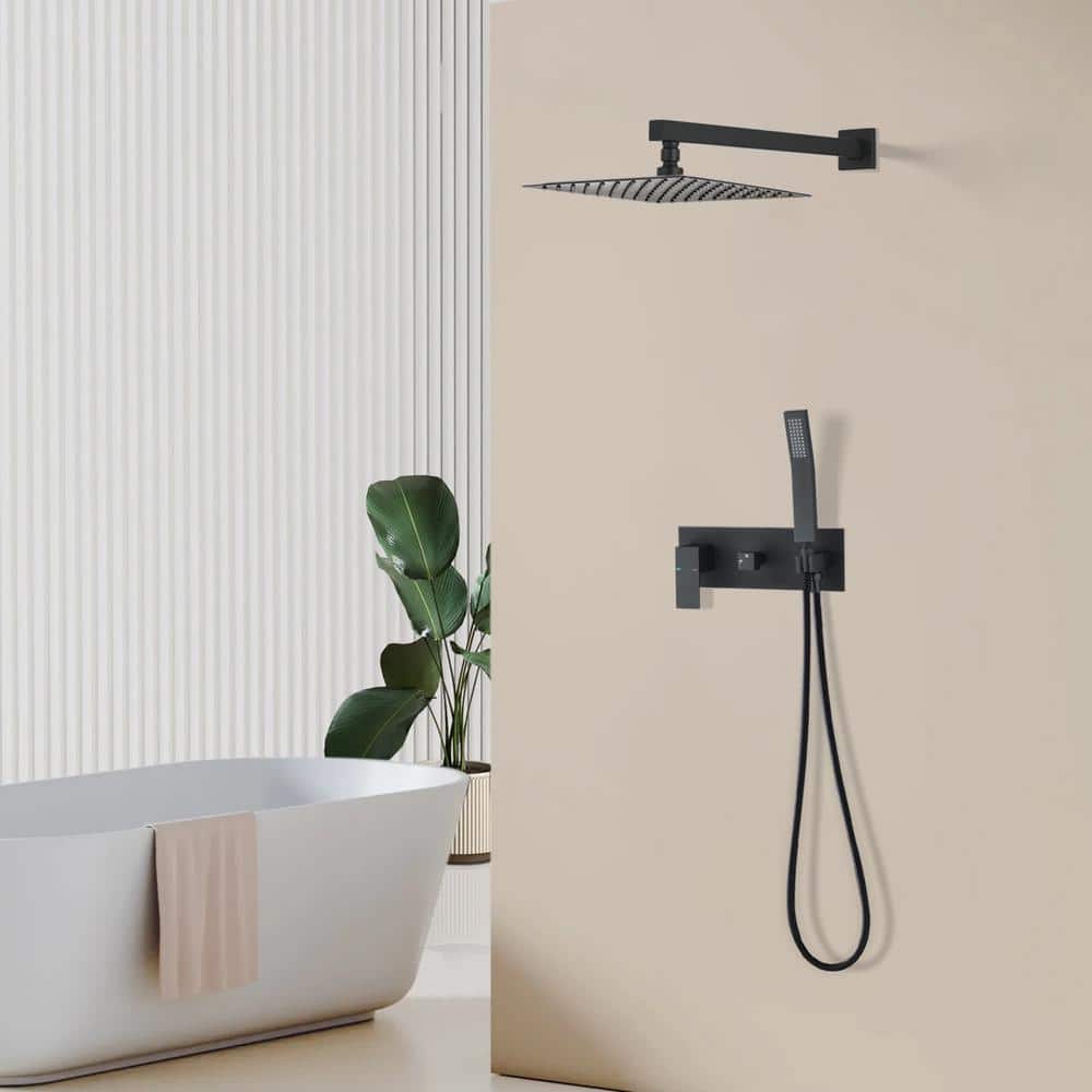 Large Black Wall Mounted Rain Shower System