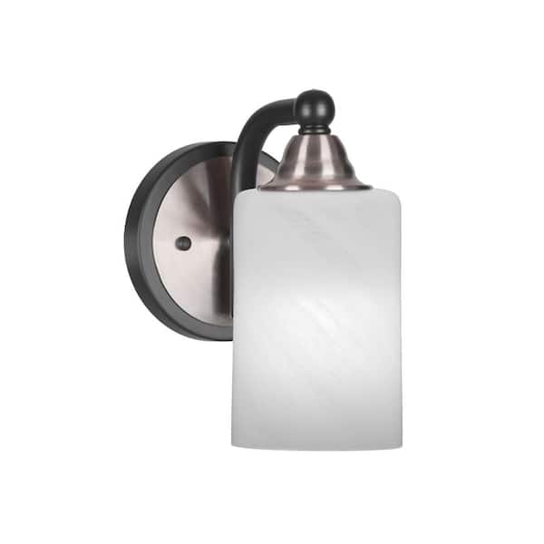 Unbranded Madison 4 in. 1-Light Matte Black and Brushed Nickel Wall Sconce with Standard Shade