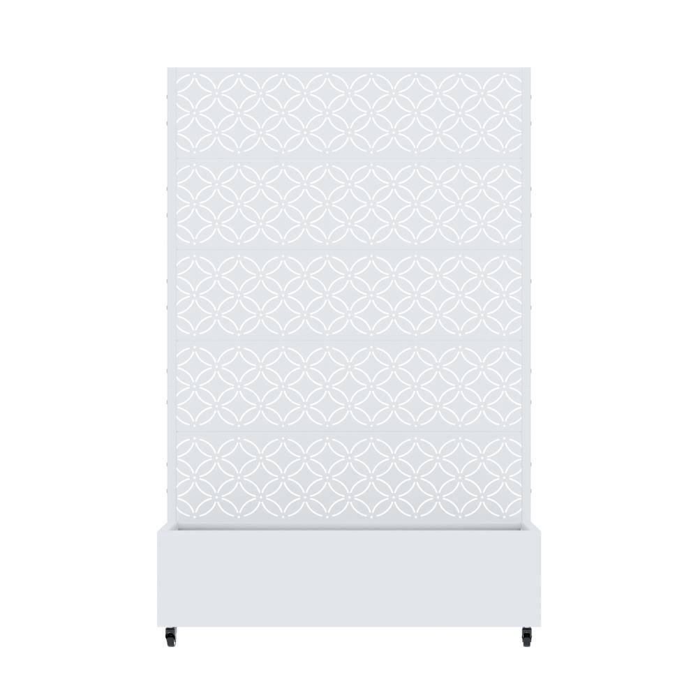 35 in. L x 16 in. W x 72 in. H White Rolling Rectangular Wrought Iron Bed with Round Coin Lattice Trellis (1-Pack) price history on PriceWatchPro