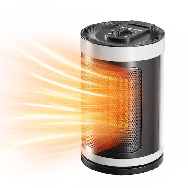 1500-Watt 9.8 in. Tower Ceramic Convection Electric Space Heater in Black with Tip-over Protection for Home and Office