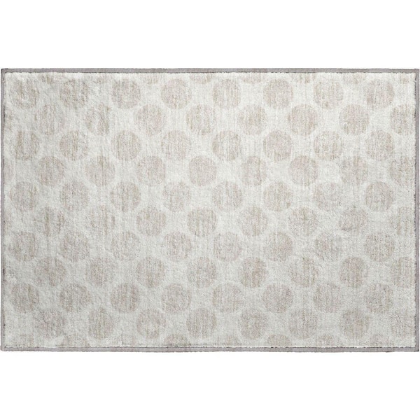 Mayfield Premium Machine Washable Abstract AMF980 Ivory 1 ft. 8 in. x 2 ft. 6 in. Area Rug