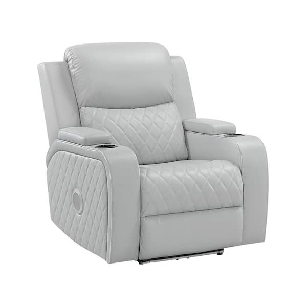 Acme Furniture Dune Light Gray Faux Leather Recliner with LED