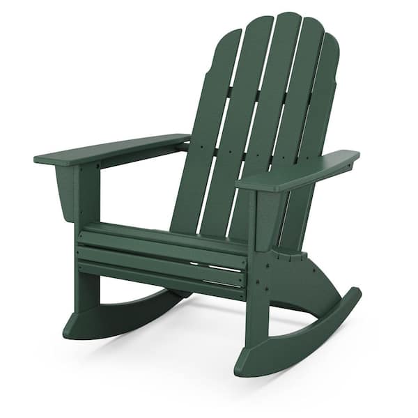 POLYWOOD Vineyard Curveback Green HDPE Plastic Adirondack Outdoor Rocking Chair