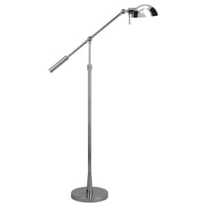 61 in. Silver 1 1-Way (On/Off) Swing Arm Floor Lamp for Living Room with Metal Cone Shade