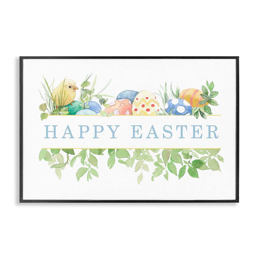 Floral Happy Easter by Lanie Loreth Black Framed Abstract Graphic Art Print 20 in. x 30 in. price history on PriceWatchPro