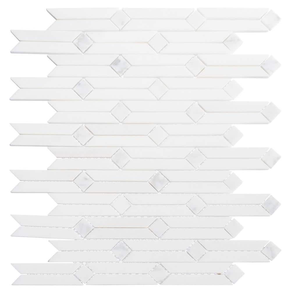 Wonder Nog 11 in. x 9 in. Marble Natural Stone Grey Matte Mosaic Floor and 
