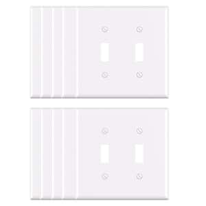 2 Gang Midsize Toggle Wall Plate, White (10-Pack)