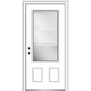 36 in. x 80 in. Internal Blinds Right-Hand Inswing 3/4 Lite 2-Panel Clear Primed Fiberglass Smooth Prehung Front Door