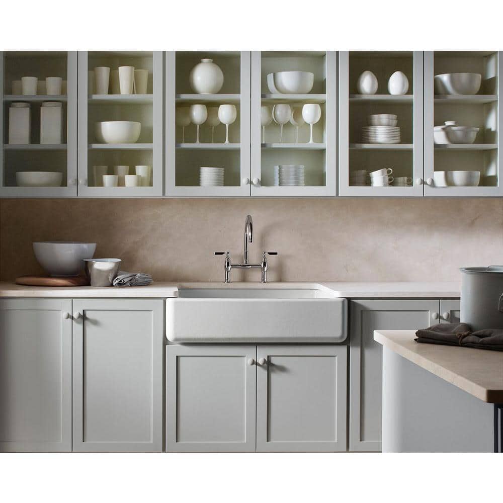 White 36" Cast Iron Farmhouse Kitchen Sink