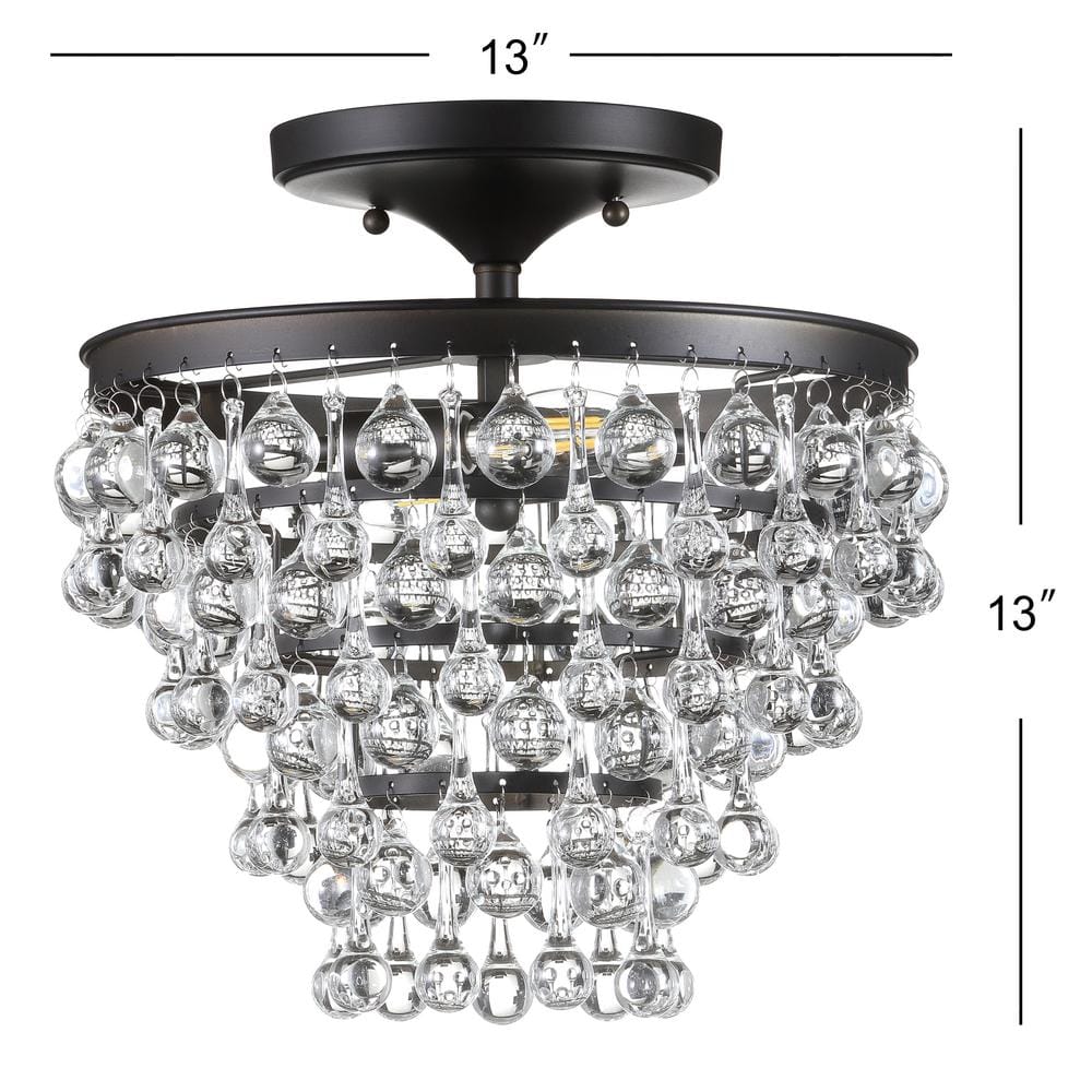 Toronto 13" Crystal and Bronze LED Flush Mount Chandelier