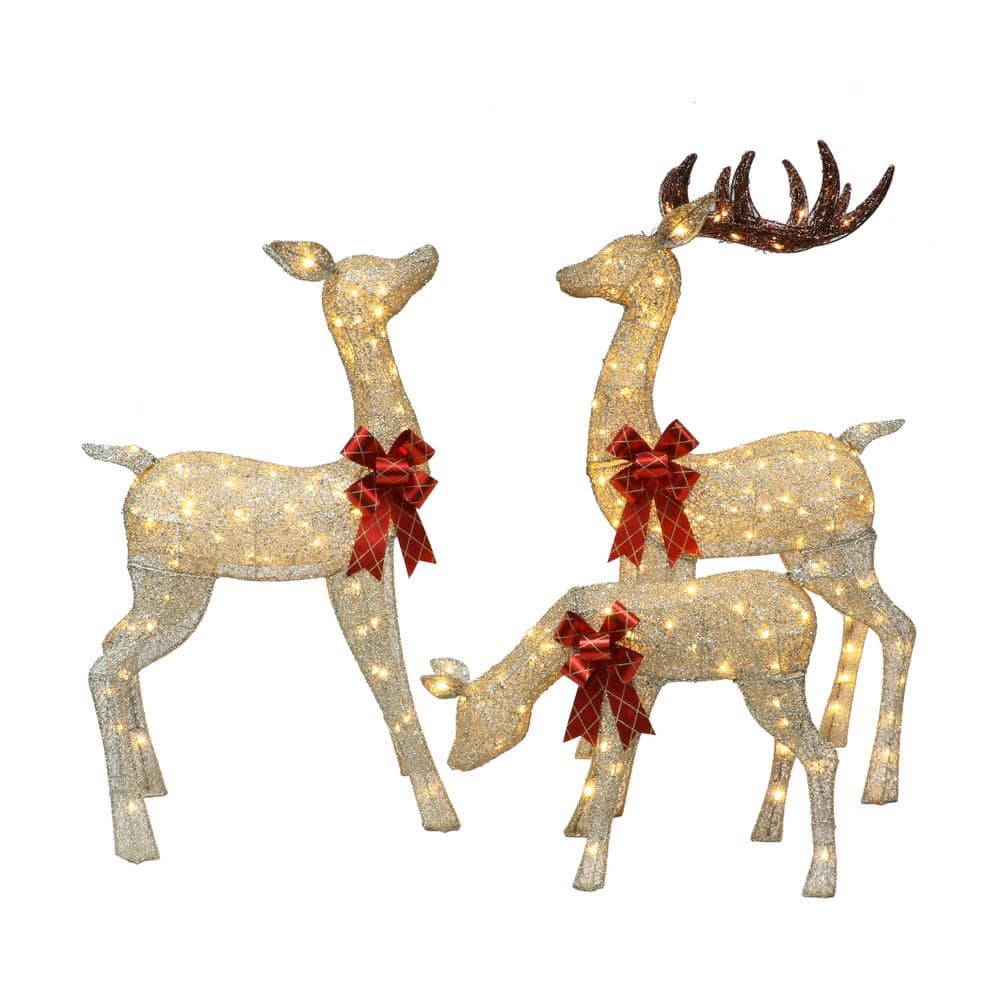 Puleo International Set of 3 Deer Family with Warm White LED ...
