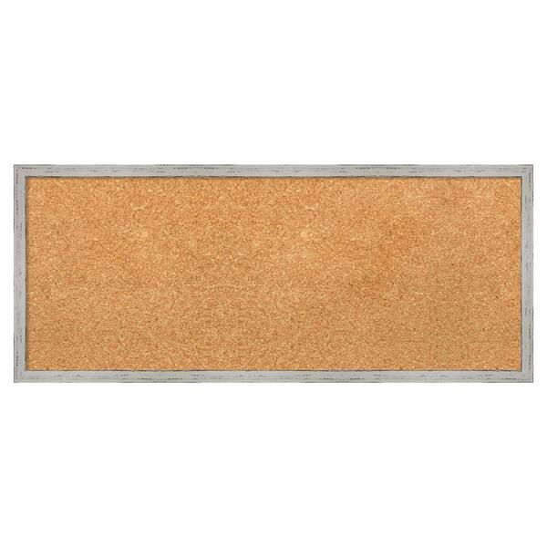 Amanti Art Shiplap White Narrow Wood Framed Natural Corkboard 31 in. x