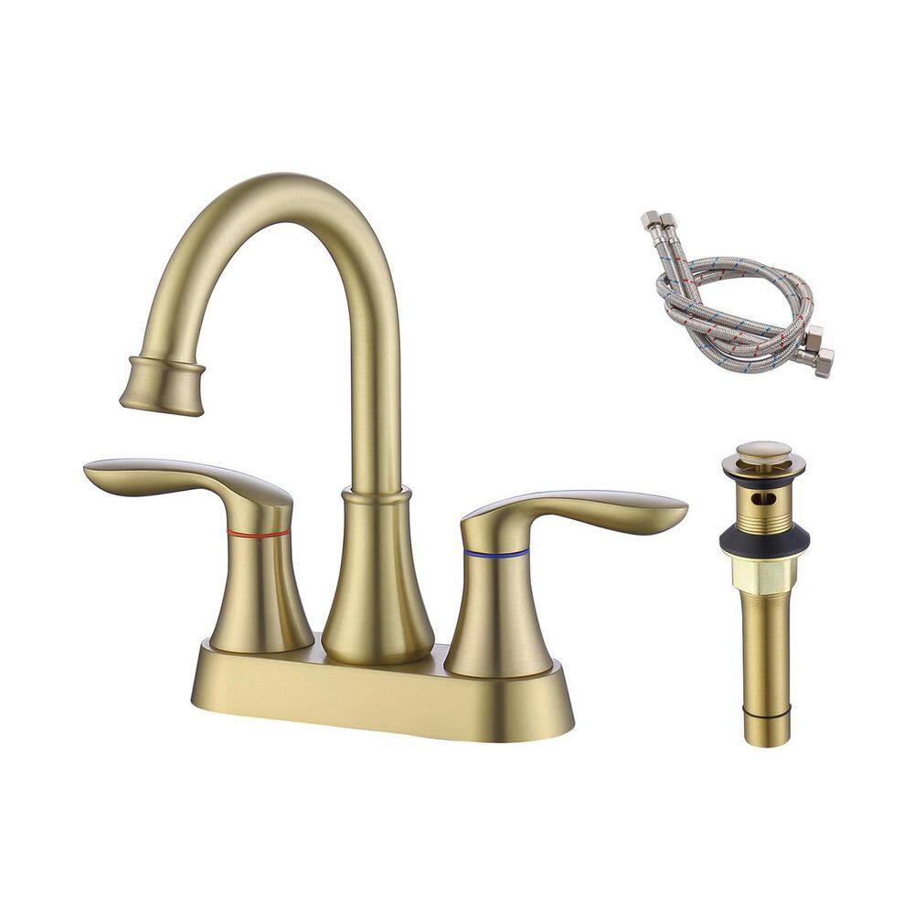 Rotatable 4 in. Centerset Double Handle Bathroom Faucet with Drain Kit Included in Gold price history on PriceWatchPro