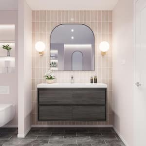 Sage 47 in. W Bath Vanity in Gray Oak with Reinforced Acrylic Vanity Top in White with White Basin