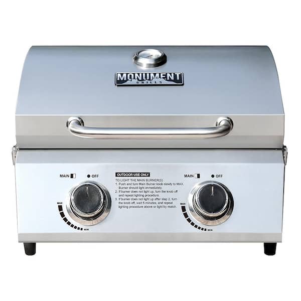 Monument Grills 2-Burner Portable Tabletop Propane Gas Grill in Stainless