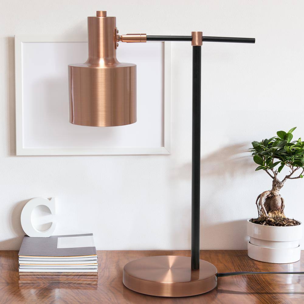 Rose Gold and Black Metal Bedside Table Lamp