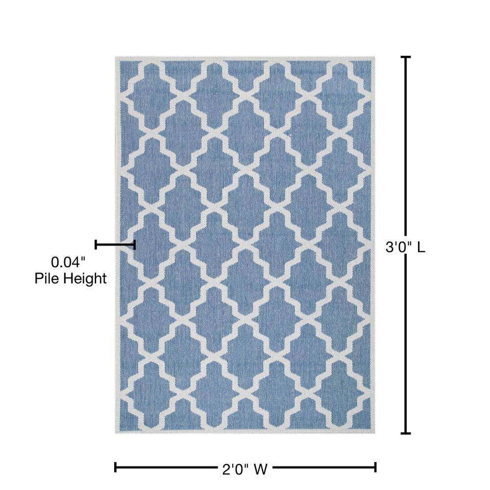 Blue Trellis 2' x 3' Synthetic Non-slip Accent Rug