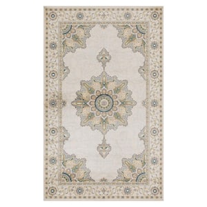 Edeline Beige 8 ft. x 10 ft. Medallion Oriental Indoor Area Rug