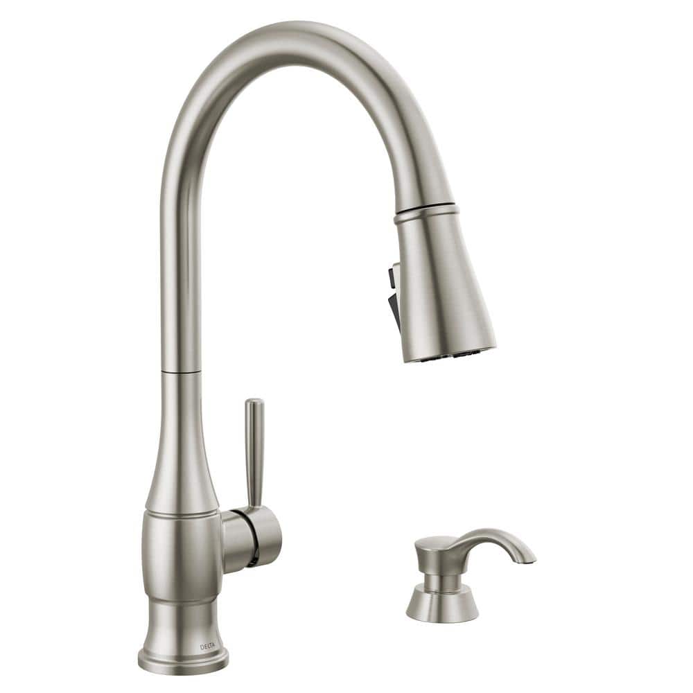 Hazelwood Stainless Steel Pull-Down Kitchen Faucet with Soap Dispenser
